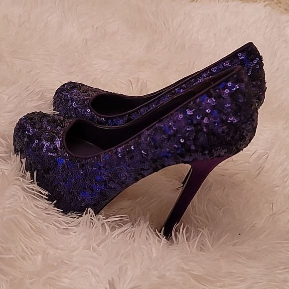 Steve Madden Bitter Purple Sequin Heels - Picture 7 of 16